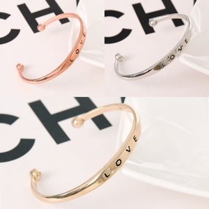 NEW Metal Open Cuff Love Bracelet